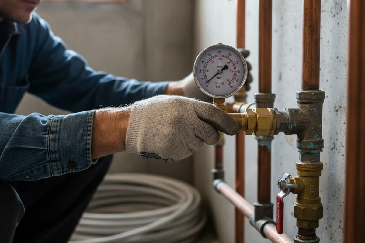 Pressure testing a repaired line during Water Line Repair in Lytle Creek